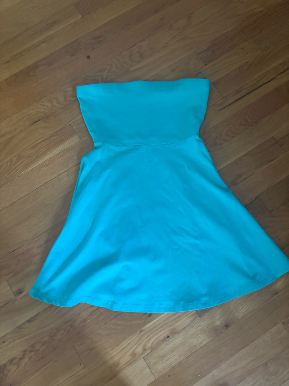 Express Strapless Turquoise Fit & Flare Dress